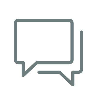 A drawing of speech bubbles, reflecting that members have a voice.