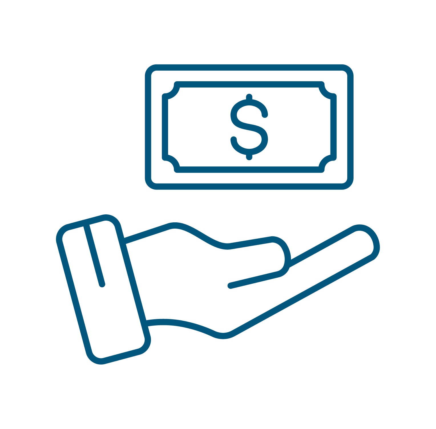 Drawing of a hand receiving cash, representing Affordability