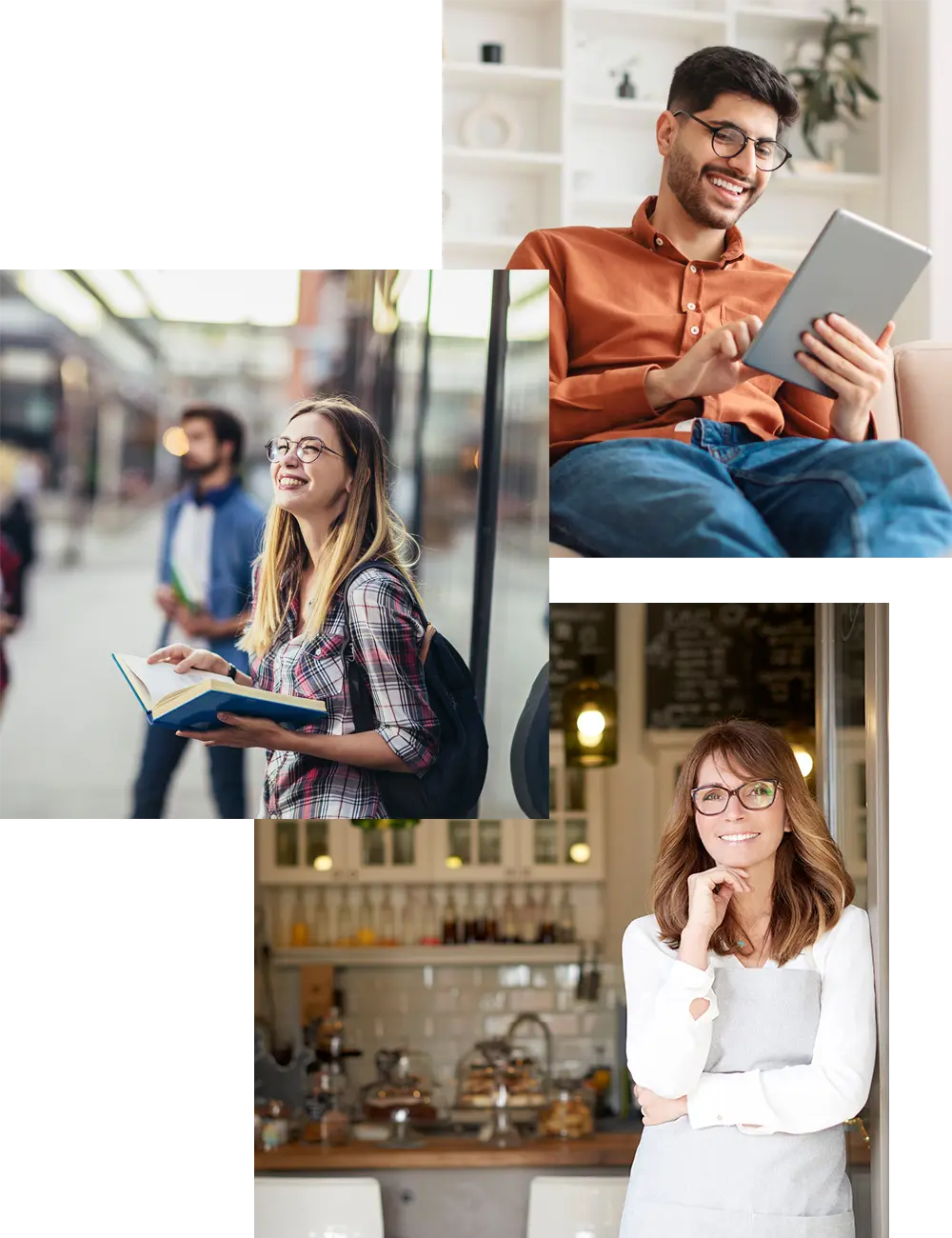 A collage of images showing young people in financial, business or educational settings, showcasing Northern Birch's community involvement